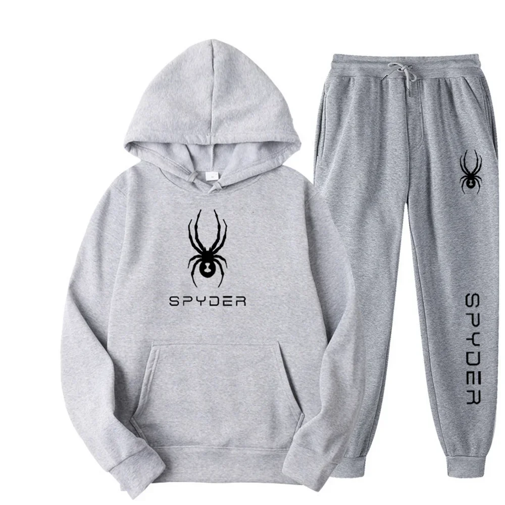 Casais de outono e inverno masculinos e femininos usam moletom com capuz de manga comprida calças de cintura elástica terno esportivo casual de 2 peças