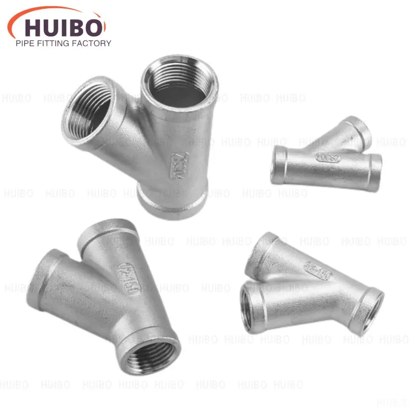 1/4'' - 2'' BSP Female Thread 304 Stainless Steel TEE Equal 45 Degree Y Type DN8 - DN50 Water Pipe Fitting SS304 Joint Connector