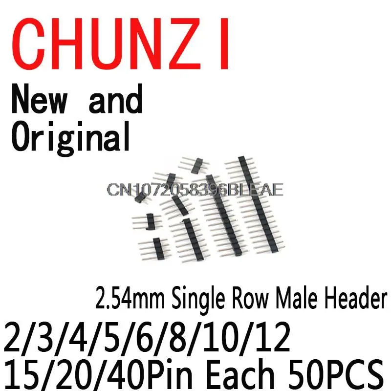 2.54mm Single Row Male New 2~40P Breakaway PCB Board Pin Header Connector Strip Pinheader 2/3/4/5/6/8/10/12/15/20/40Pin