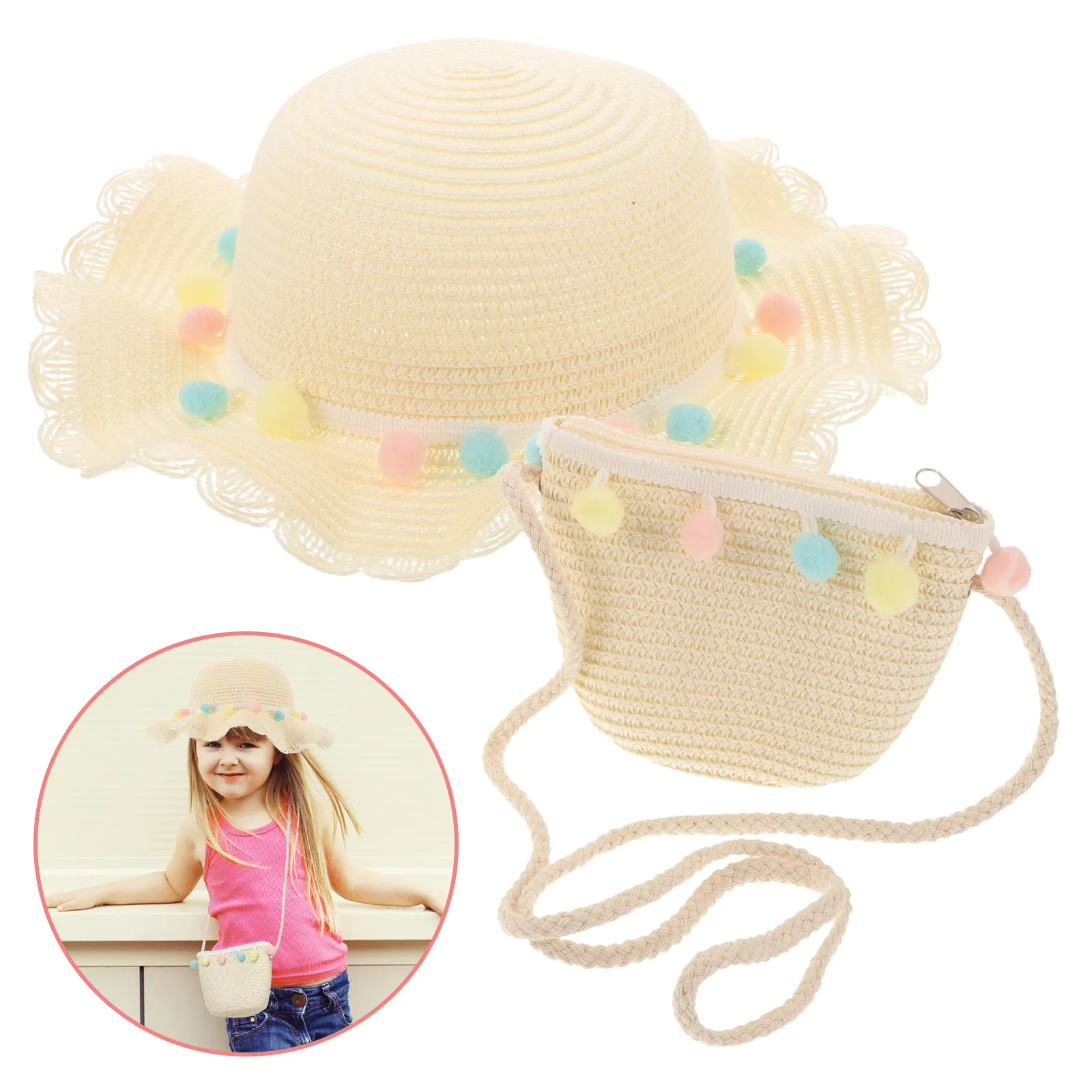 Sun Protection Kids White Summer Straw For Children Beach Travel Camping Outdoor Baby Summer Hat Kids Beach Hat