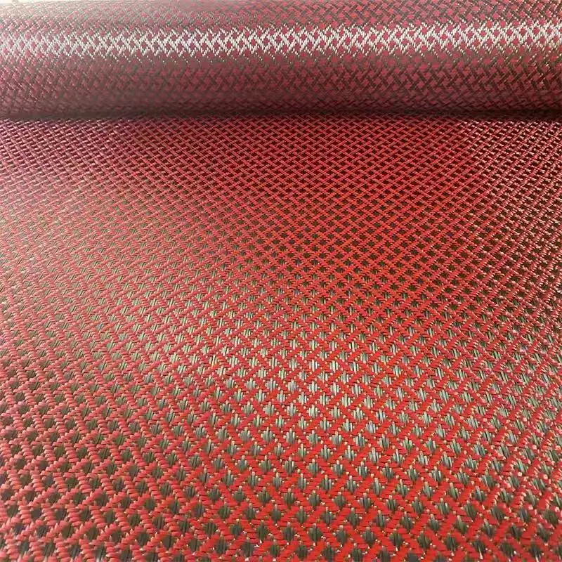 3k 240g Red X-Pattern Kevlar and Carbon Fiber Blended Carbon Fiber Fabric DIY Jacquard Pattern Automotive Parts
