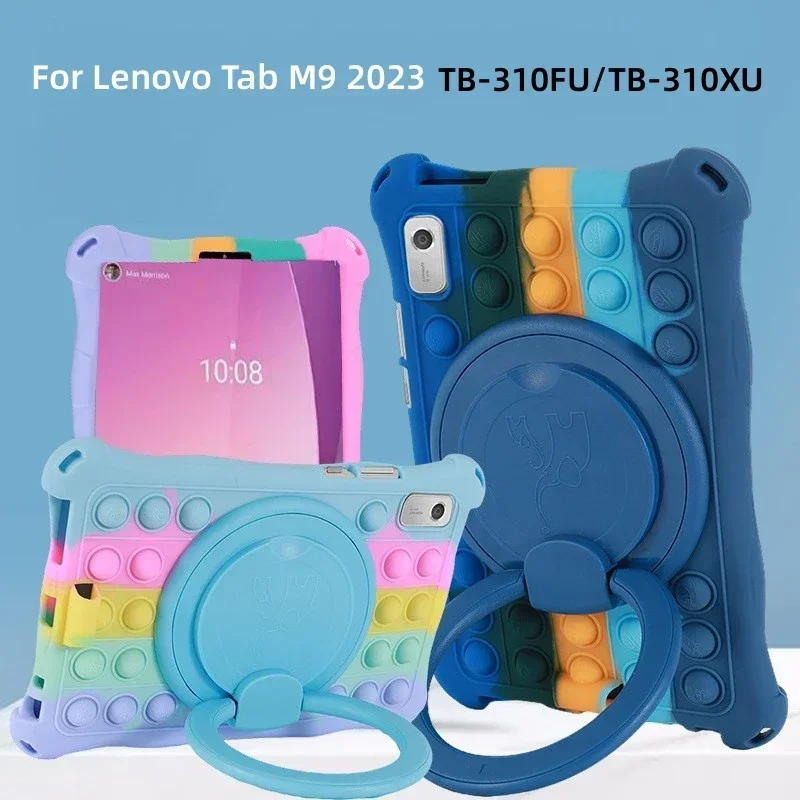 For Lenovo Tab M9 Case 2023 9.0 inch Soft Silicone Kids Stand Cover For Lenovo Tab M9 TB-310FU TB-310XU Case With Shoulder Strap