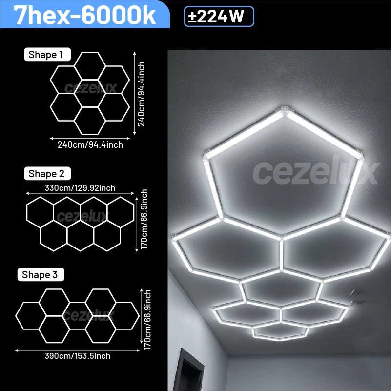 Kapperszaak kapsalon hexagonale led-verlichting voor garage werkplaats kantoor sportschool auto berging studio plafondlamp honingraatbuis