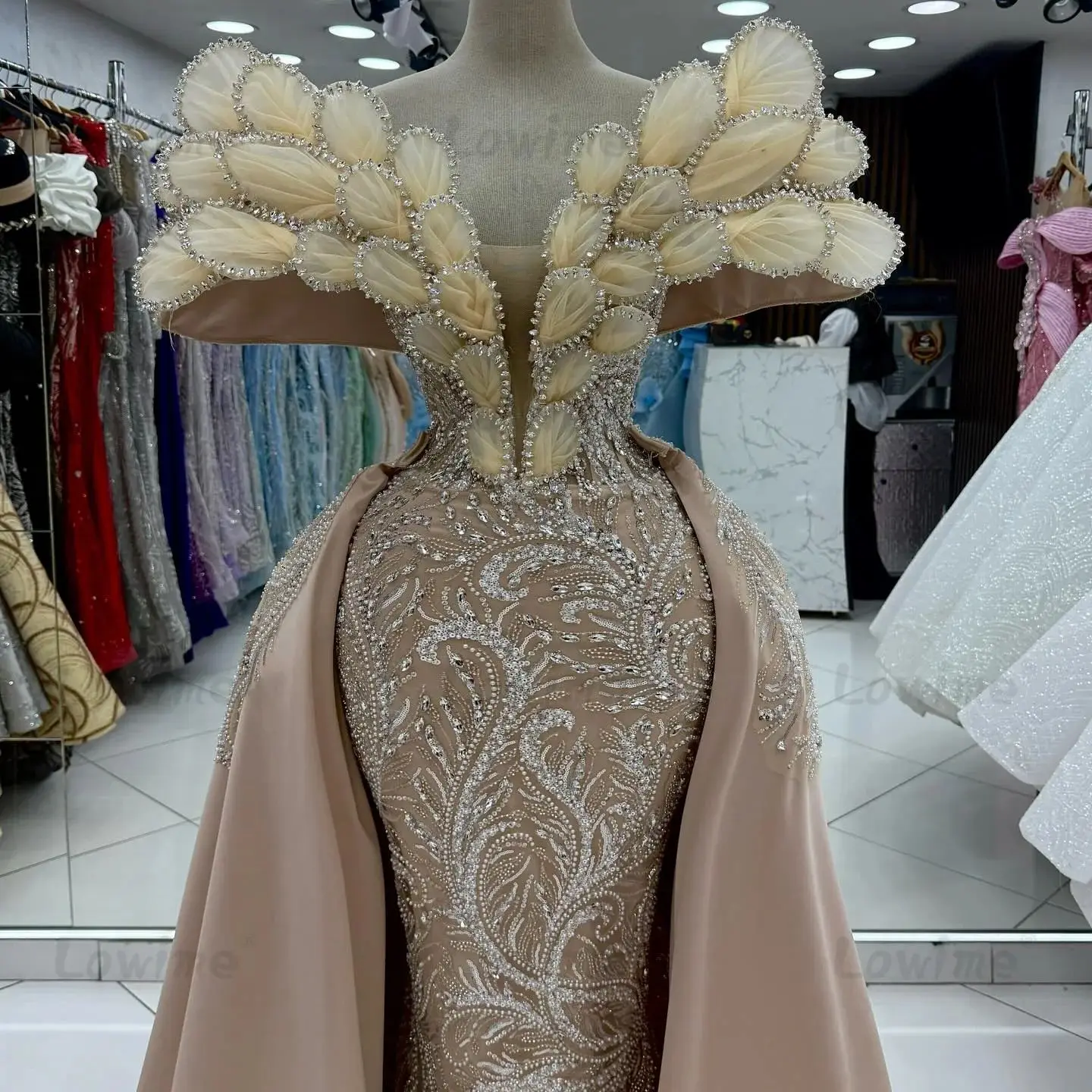 Personalizado lantejoulas vestidos de noite elegante aso ebi fora do ombro sereia vestido de baile longo árabe vestido de festa noche