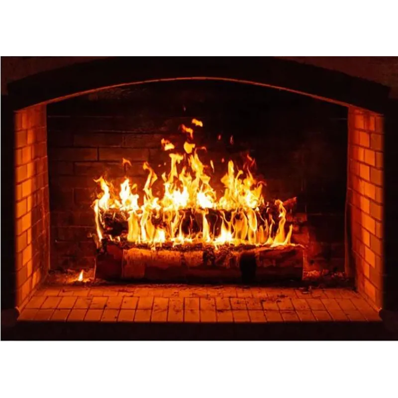 Fireplace Photography Background Winter Wood burning Flame Christmas Day Decoration Baby Portrait Photo Studio Props HX-01