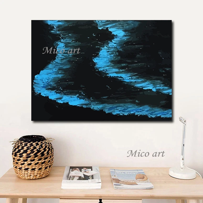 

Abstract Wall Canvas Art Hand Picture Blue Tears Landscape Knife Oil Painting Modern Canvas Artwork Unframed Kitchen Decor