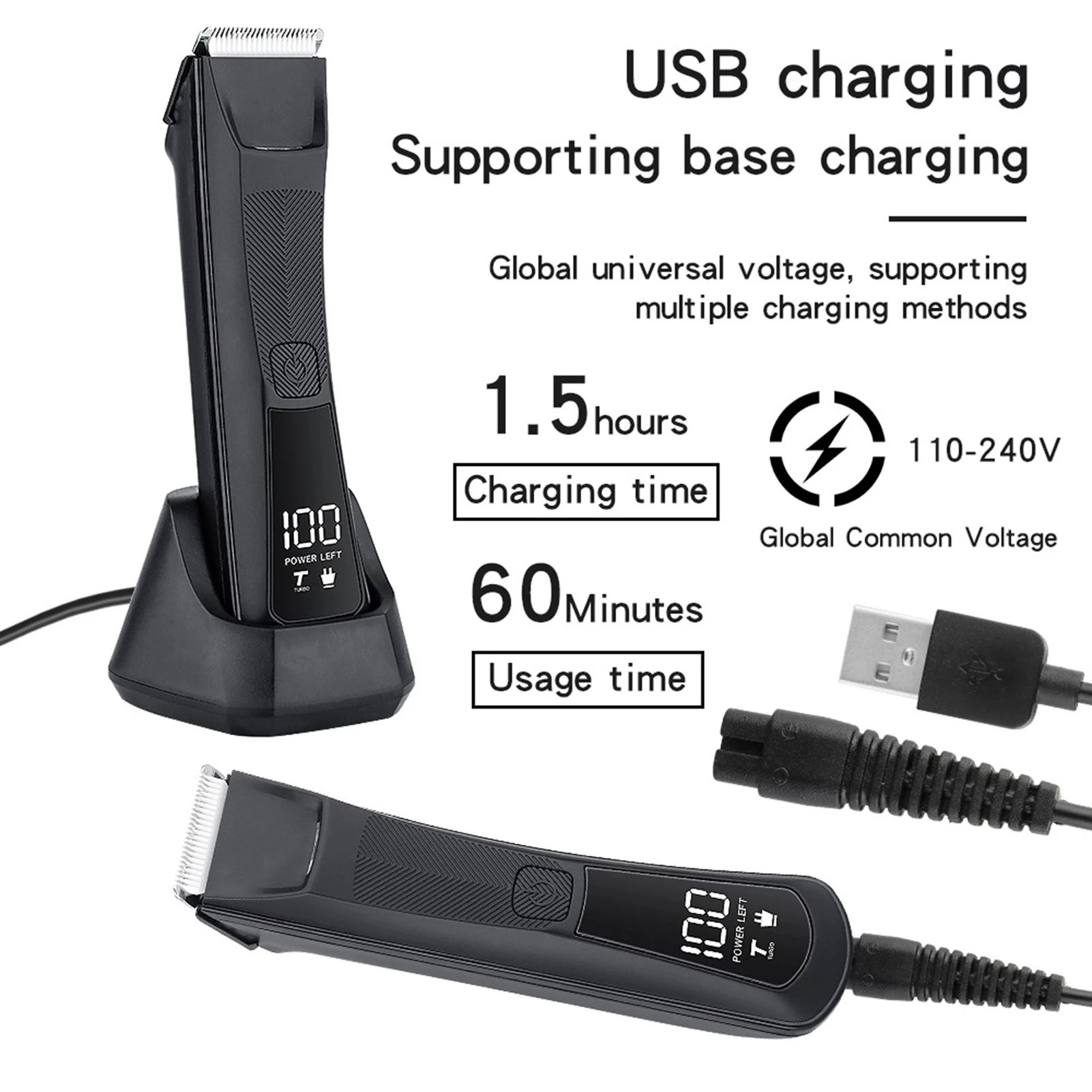 Hiena aparador de cabelo elétrico à prova dwaterproof água barbeador barba profissional conjunto máquina de cortar cabelo para corpo cabeça depilação máquina de cortar cabelo