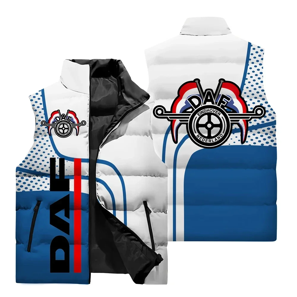 NONE Truck Logo DAF Logo 3D-gedruckte ärmellose Weste winddichter Motorrad-Reitanzug neue modische Stehkragen-Reißverschlussjacke