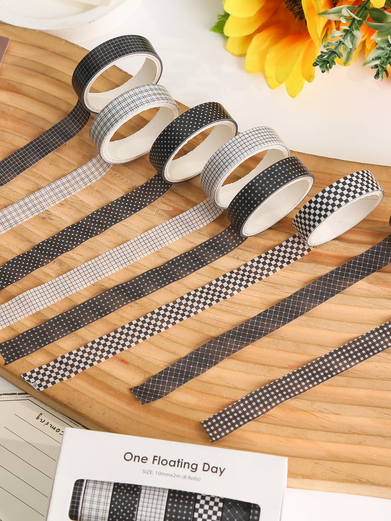 8 Rollen Ästhetisches Blumen-Washi-Tape-Set, Vintage-Blumen- & Karo-Dekorationsstreifen für Tagebuch, Planer, Scrapbook & DIY-Bastelarbeiten – Detail 5