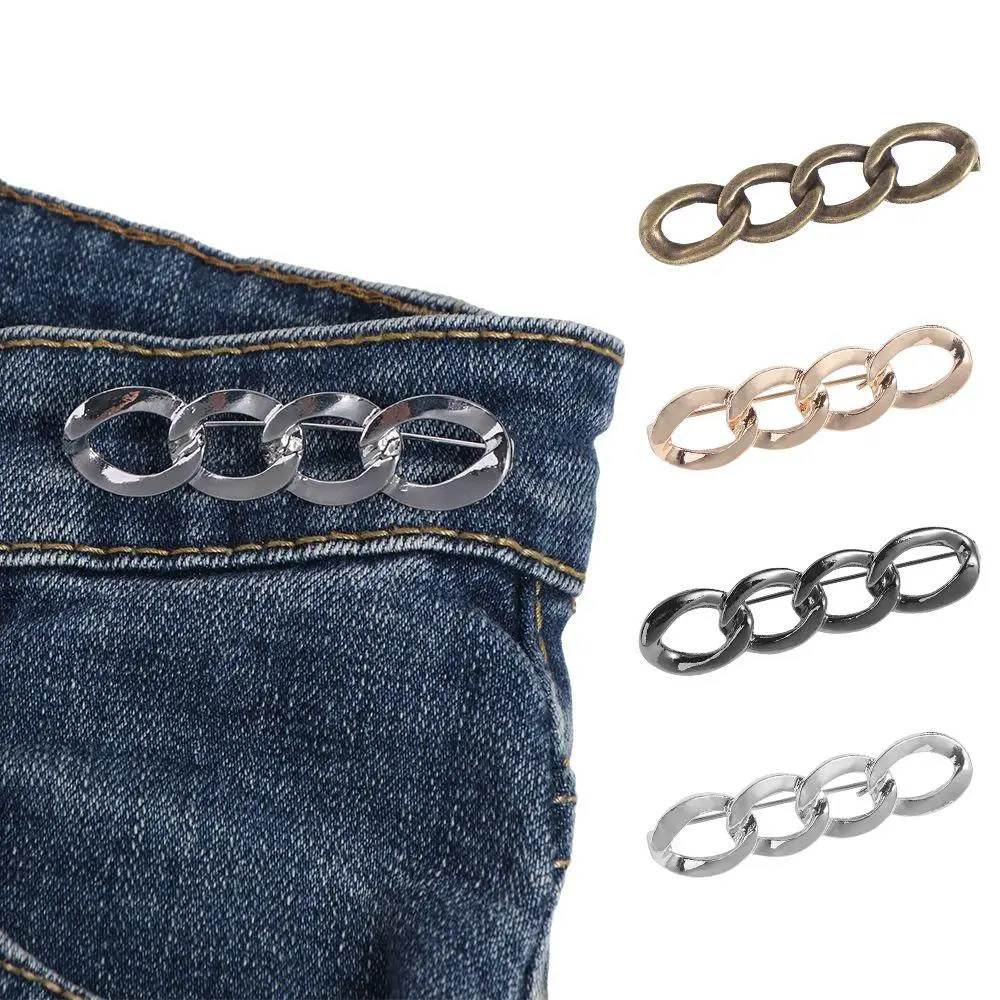 Alloy Pants Button Tightener Button Clasps Adjustable Jean Fit Tighten Buckles Silver Waist Clip Jean Buttons for Loose Jeans