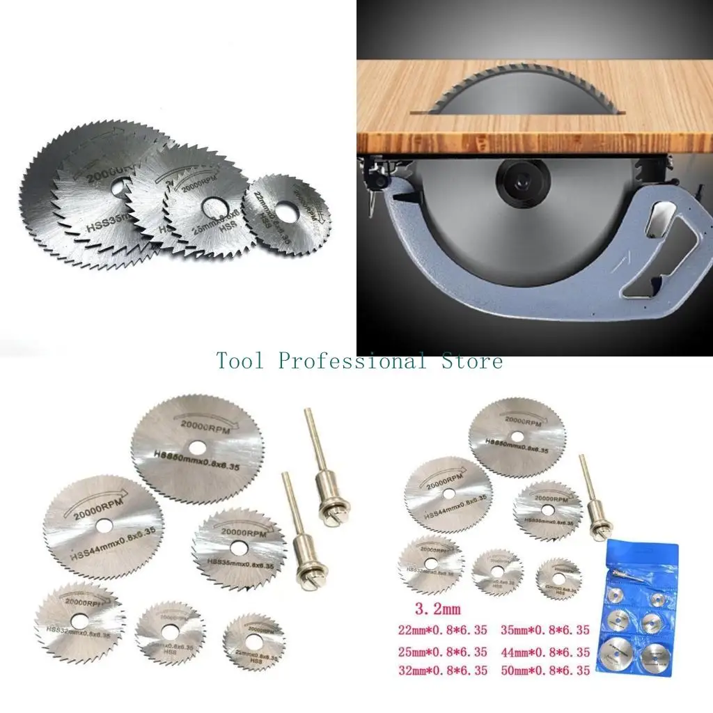 57QF Pack of 6 HSS Circular Sawblade High Speed Steel Cutting Disc for Cutting Wood Plastic Metal with 2Pcs Extension Rod