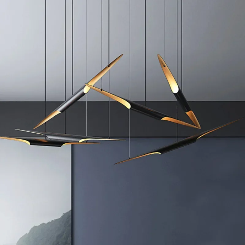 

SANDYHA Nordic Modern Chandelier Creative Aluminum Tube LED Lamp for Dining Bedroom Home Decoration Unique Design