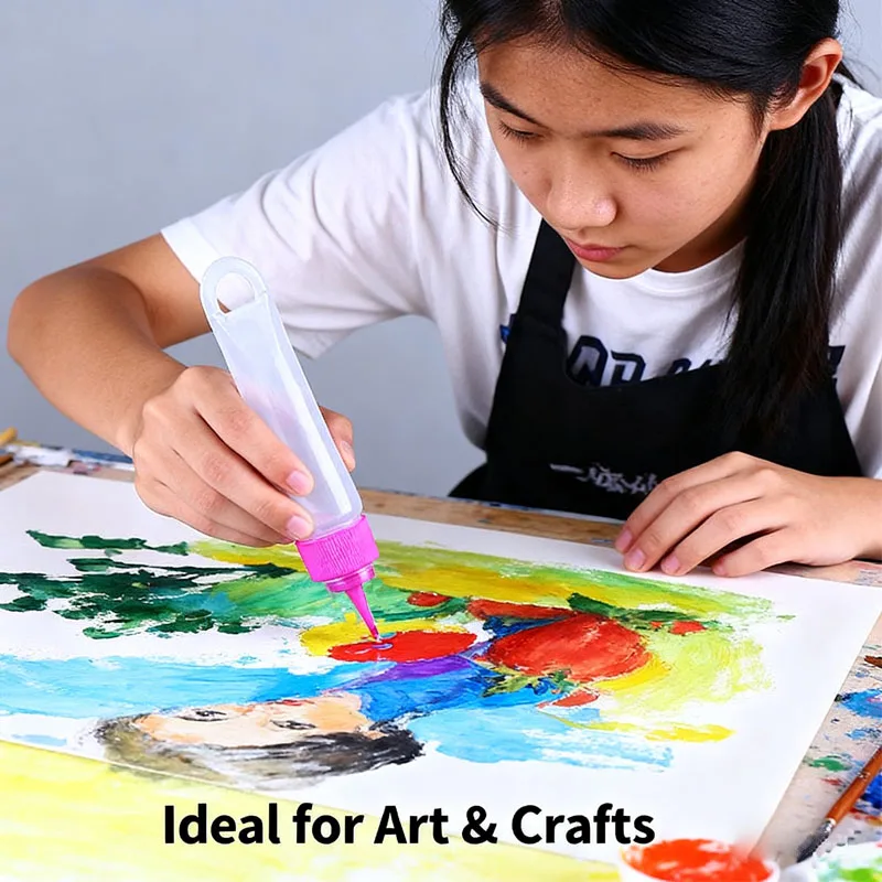 5Pcs 30-120ml Empty PE Plastic Squeeze Bottles W/ Long Tip Lid Refillable Mini Sample Travel Container For Liquid Glue Ink Paint