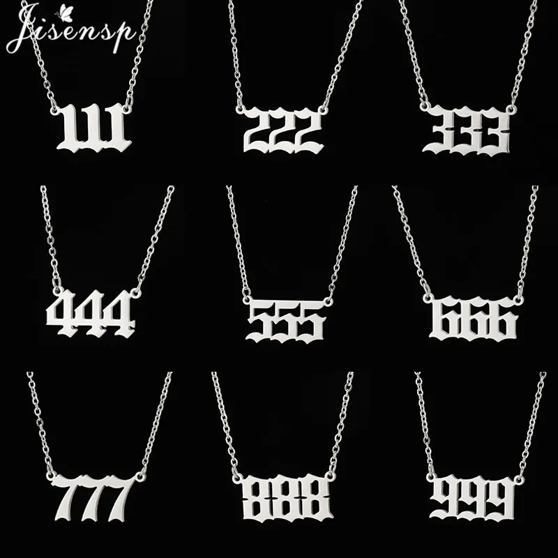 Stainless Steel Angel Number Lucky Numbers Necklaces 111 222 333 444 555 888 999 777 666 Pendant Necklace Charms Jewelry