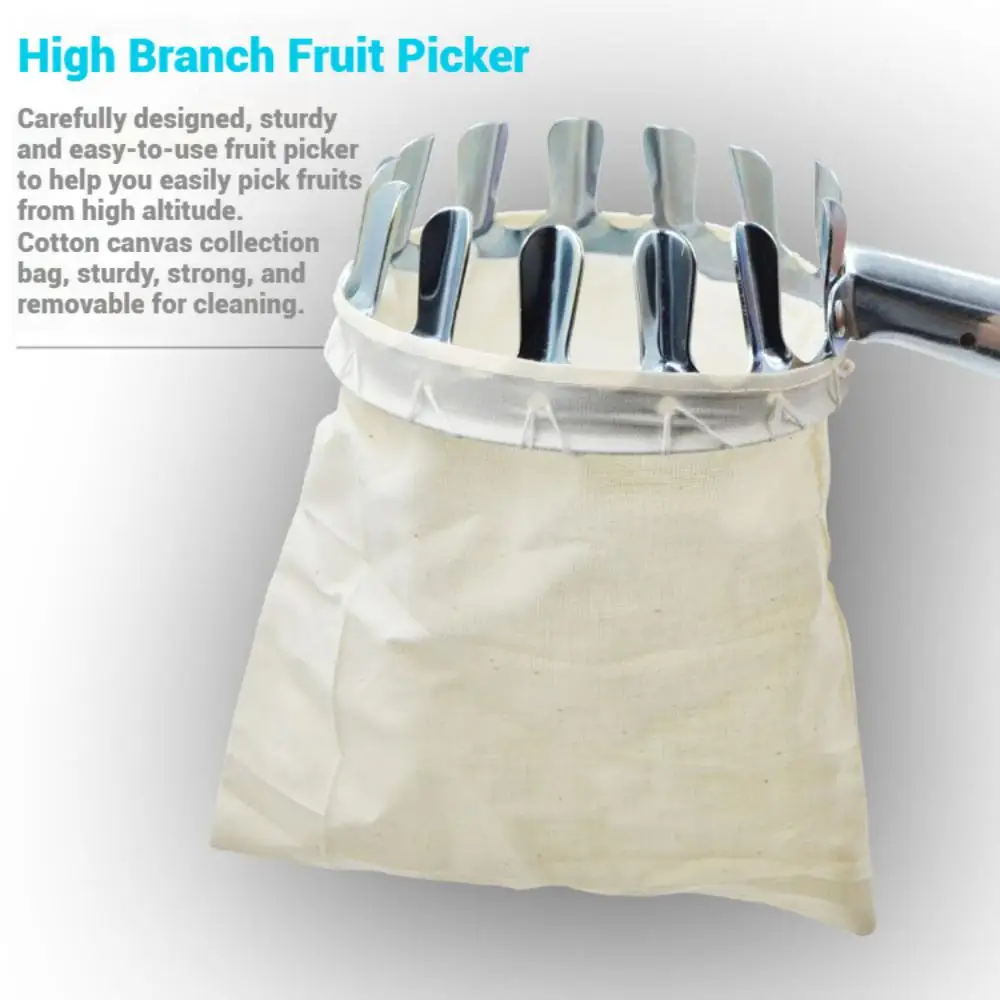 Fruit Picker Tool,Durable Orchard Gardening Harvester,High Branch Picker,Stainless Steel-Pole Not Included