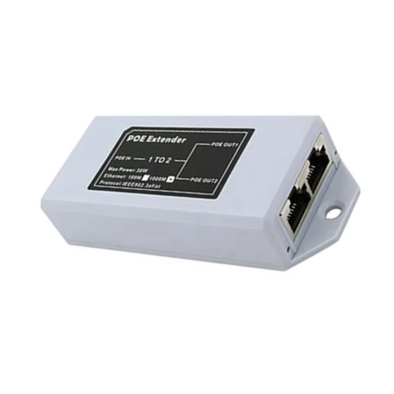 1 To 2 Port POE Extender 100Mbps IEEE 802.3Af/At Standard 48V for NVR IP Camera POE Extend 100 Meter for POE Range