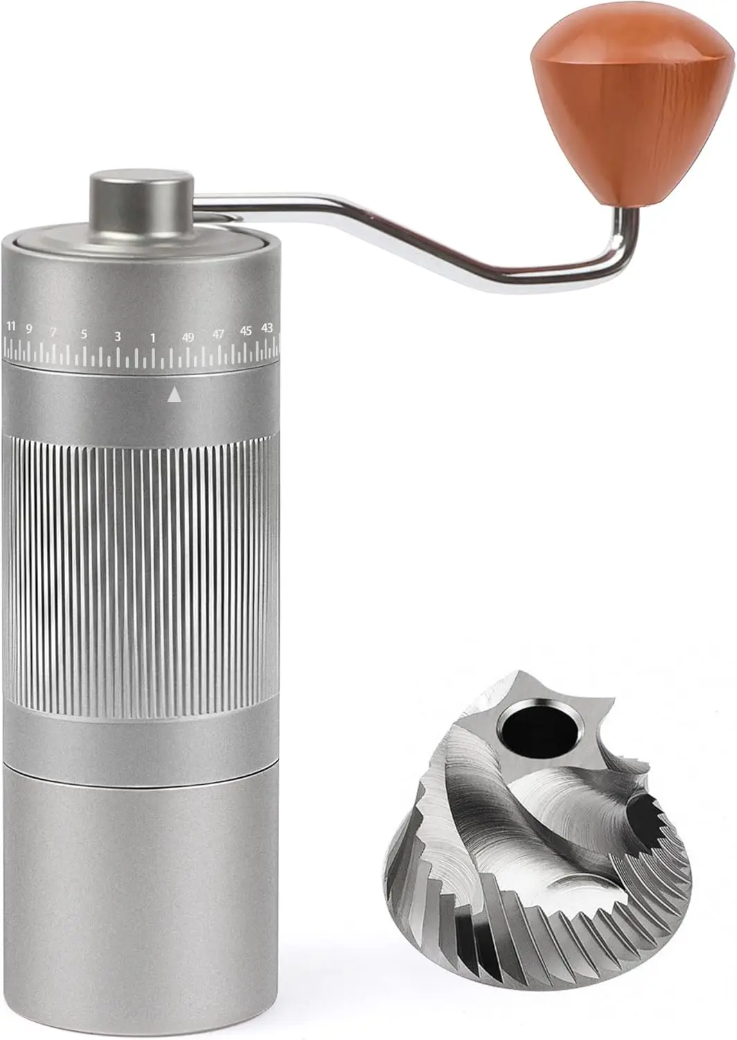 

Stainless Steel Manual Coffee Grinder with 22g Capacity, 55 Adjustable Settings for Espresso and Home Use