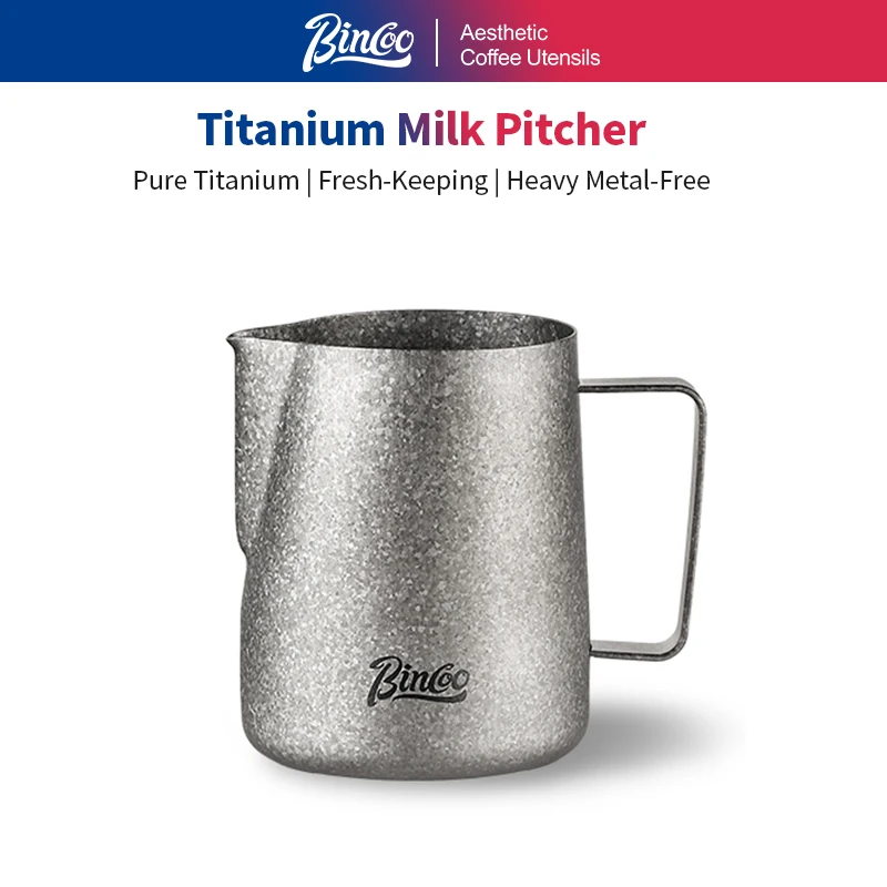 

Bincoo Pure Titanium Coffee Frothing Pitcher – Professional Milk Jug with Pointed Spout for Home Cafe Barista