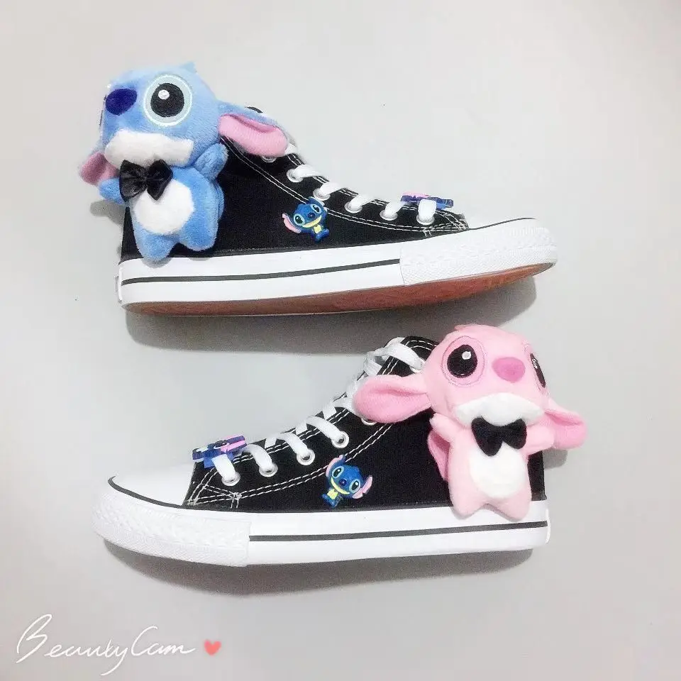 

Stitch Canvas Shoes for Girts Kawaii Cartoon Little Monster Pattern Shoes Fashion Casual Sports Low Top Canvas Shoes