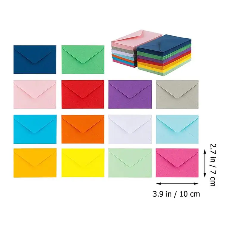 50 Pcs Colored Small Envelopes 10x7cm Mini Color Empty Envelope Card Packaging Envelope Cash Deposit Mixed Envelope Invitation