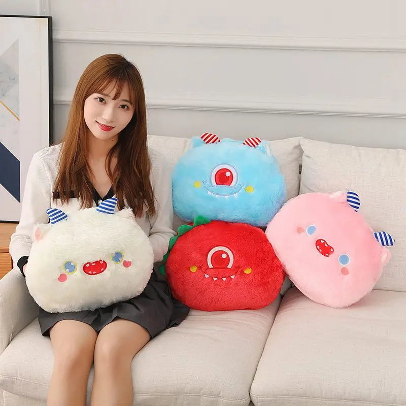 35cm Funny Fluffy Big Eyes Monster Plush Toy Soft Cute Ghost Stuffed Doll Sleeping Pillow Sofa Cushion Children's Birthday Gift