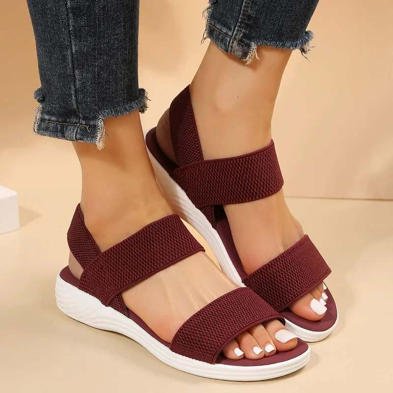 Shoes for Women 2024 Open Toe Platform Women\'s Sandals Summer Casual Ladies Walking Wedges Solid Slip-on Female Rome Sandalias