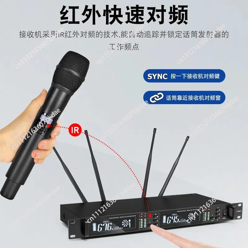 Professional wireless microphone one to two true diversity anti-howling home KTV stage wedding performance microphone