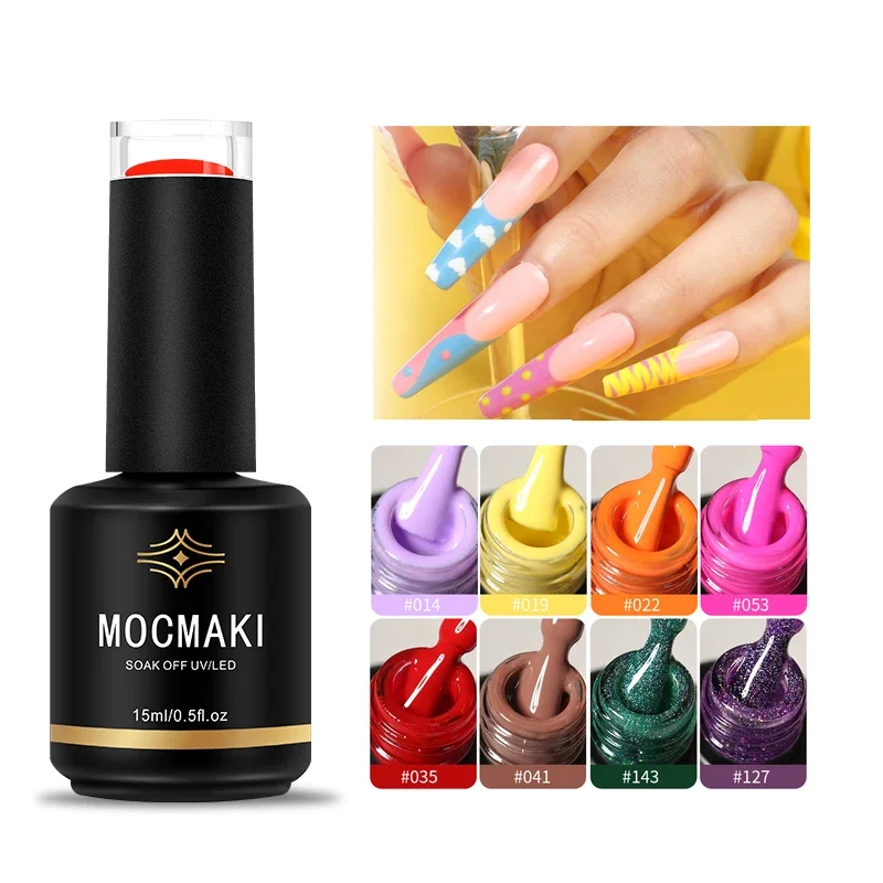 Mocmaki-esmalte de uñas en Gel UV LED, barniz híbrido para manicura artística, 148 colores, capa superior Base semipermanente, 15ml