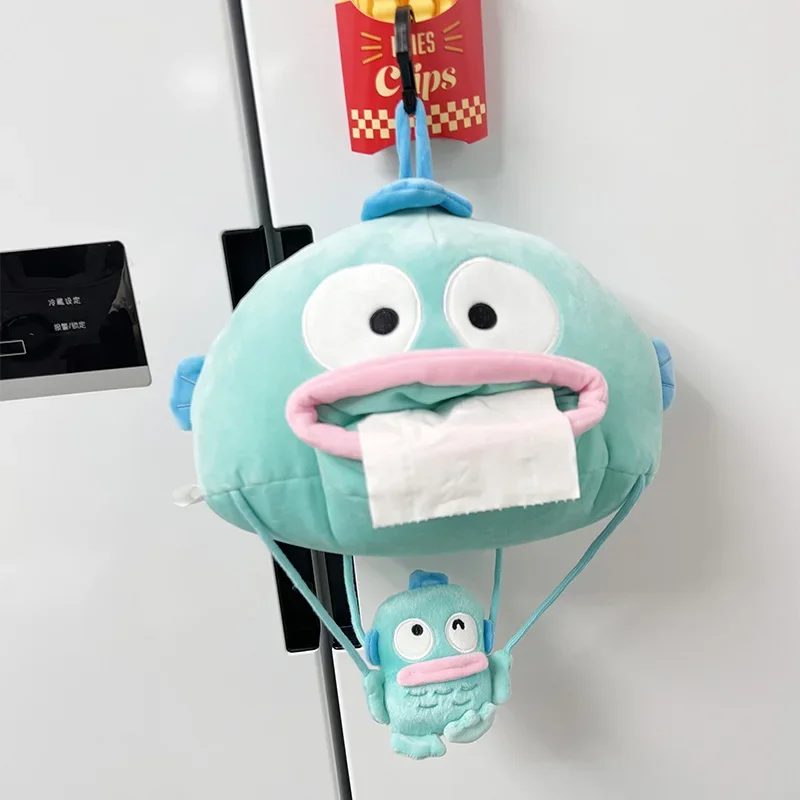 

Sanrio Hangyodon Tissue Box Hot Air Balloon Plush Design Hangable Paper Box Bag Funny Doll Pendant Cartoon Home Decoration Gifts