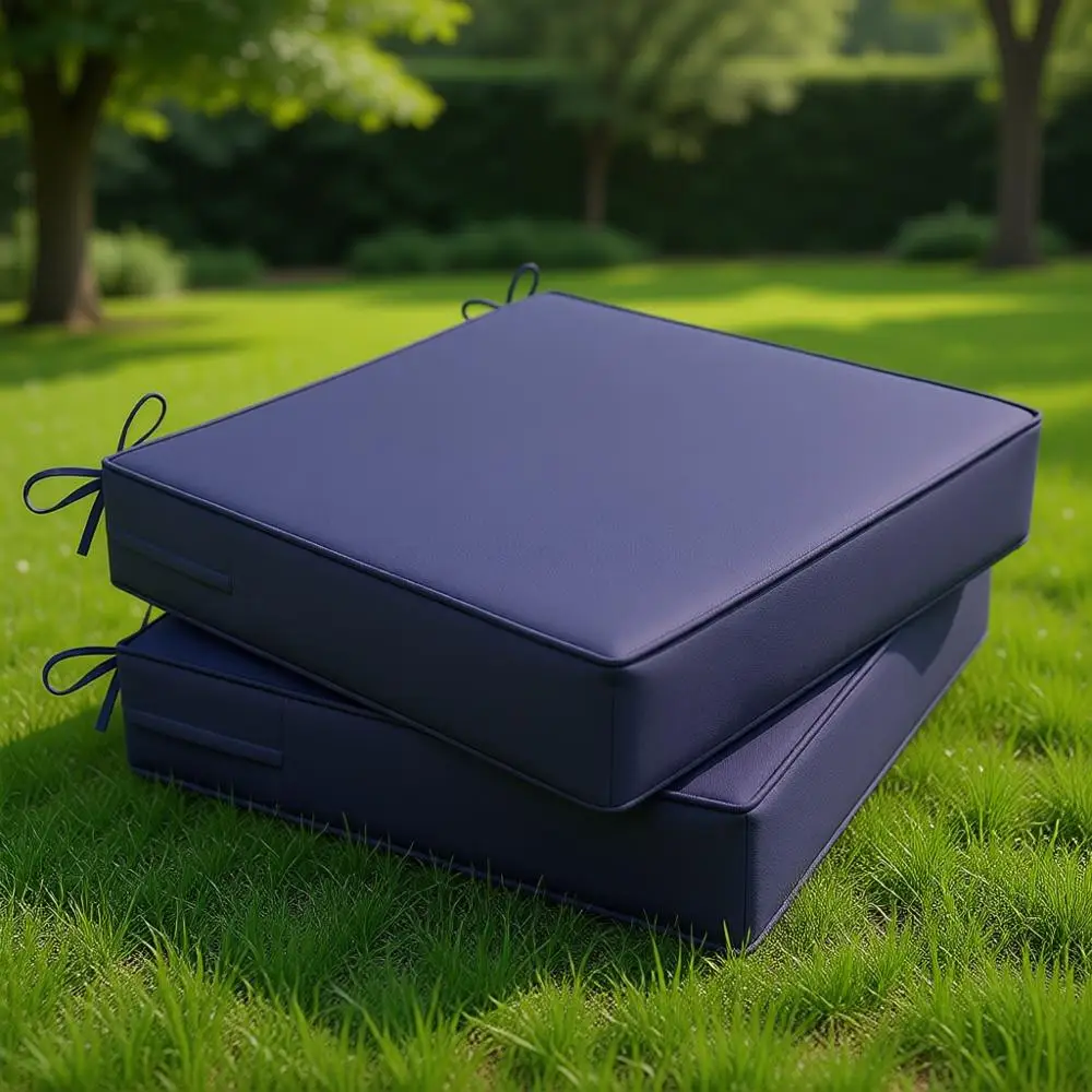 

Outdoor Chair Cushions Set of 2, Patio Furniture 19x19x4 Inch Waterproof Patio Chair Cushion, 3 Year Colorfast Square Elastic Fo