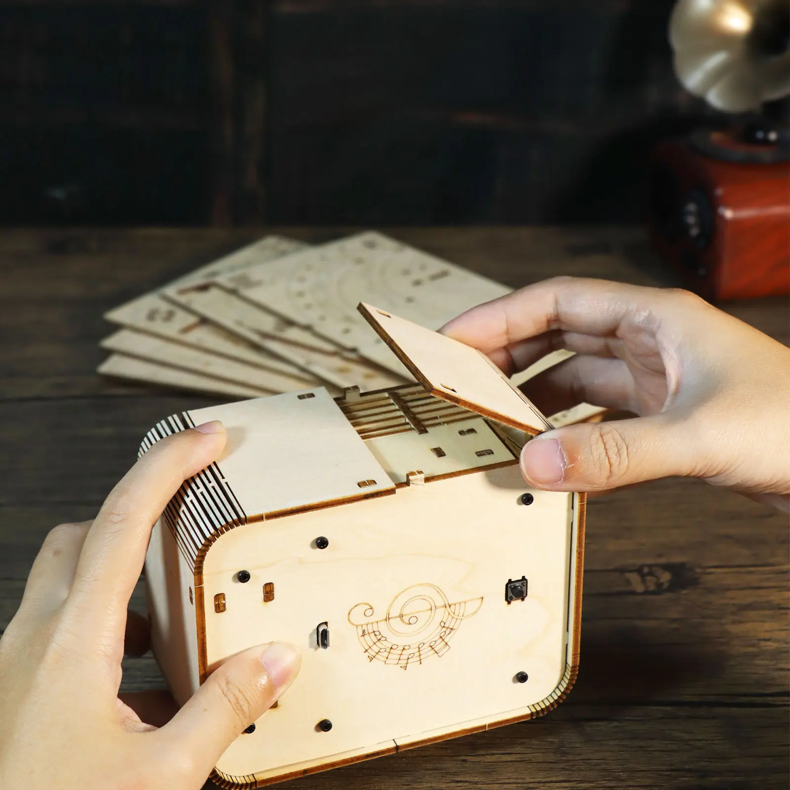 ألغاز خشبية ثلاثية الأبعاد للبالغين ، صندوق موسيقى القلعة ، إضاءة ليلية ، مشغولات يدوية الصنع ، مجموعات نموذجية ، هدايا عيد الميلاد أو عيد الميلاد