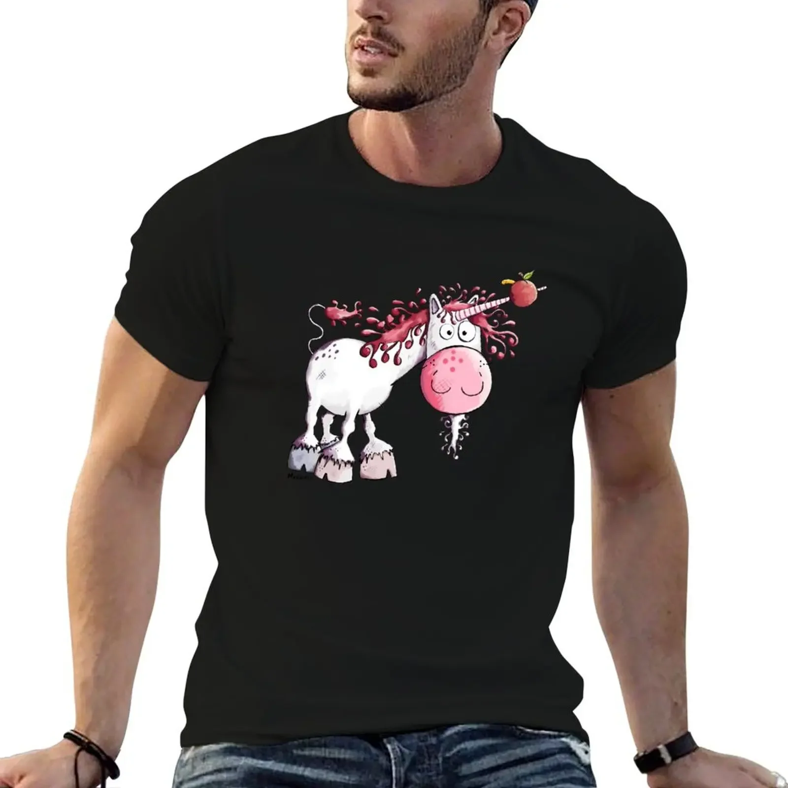 

Funny Pink Unicorn T-Shirt plus sizes hippie clothes anime clothes men graphic t shirts