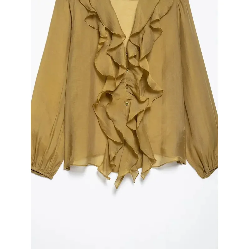 Women's Casual Red V Neck Long Sleeve Shirt Solid Color Spring Summer Office Top Fashionable New Style for Ladies