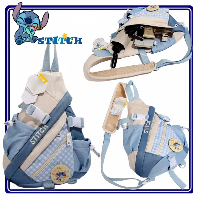 

Сумка через плечо Disney Zootopia Stitch, холщовая сумка с медведем-Пухом на молнии, модная сумка Lotso с контрастной строчкой, портативный подарок для пригородных поездок, бар