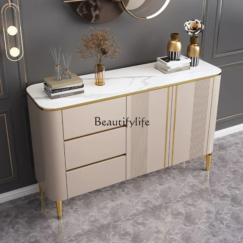 

45LJY54 Light luxury entrance shoe cabinet integrated modern simple Nordic locker rock slab storage against the wall