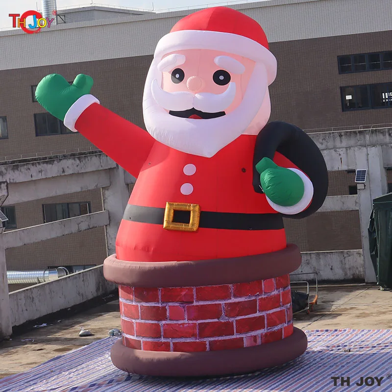 Giant Inflatable Santa Claus Outdoor Decoration Christmas Father Old Man with Backpack With LED Light