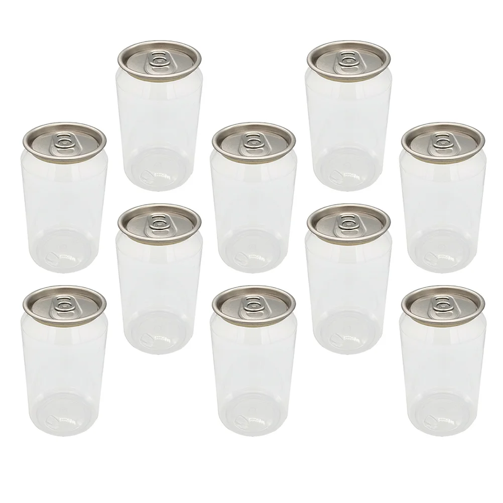 

10 Pcs Canned Milk Tea Creative Beverage Bottles Wrapping Packaging PET Packing Food Storage Containers Stylish Coffee