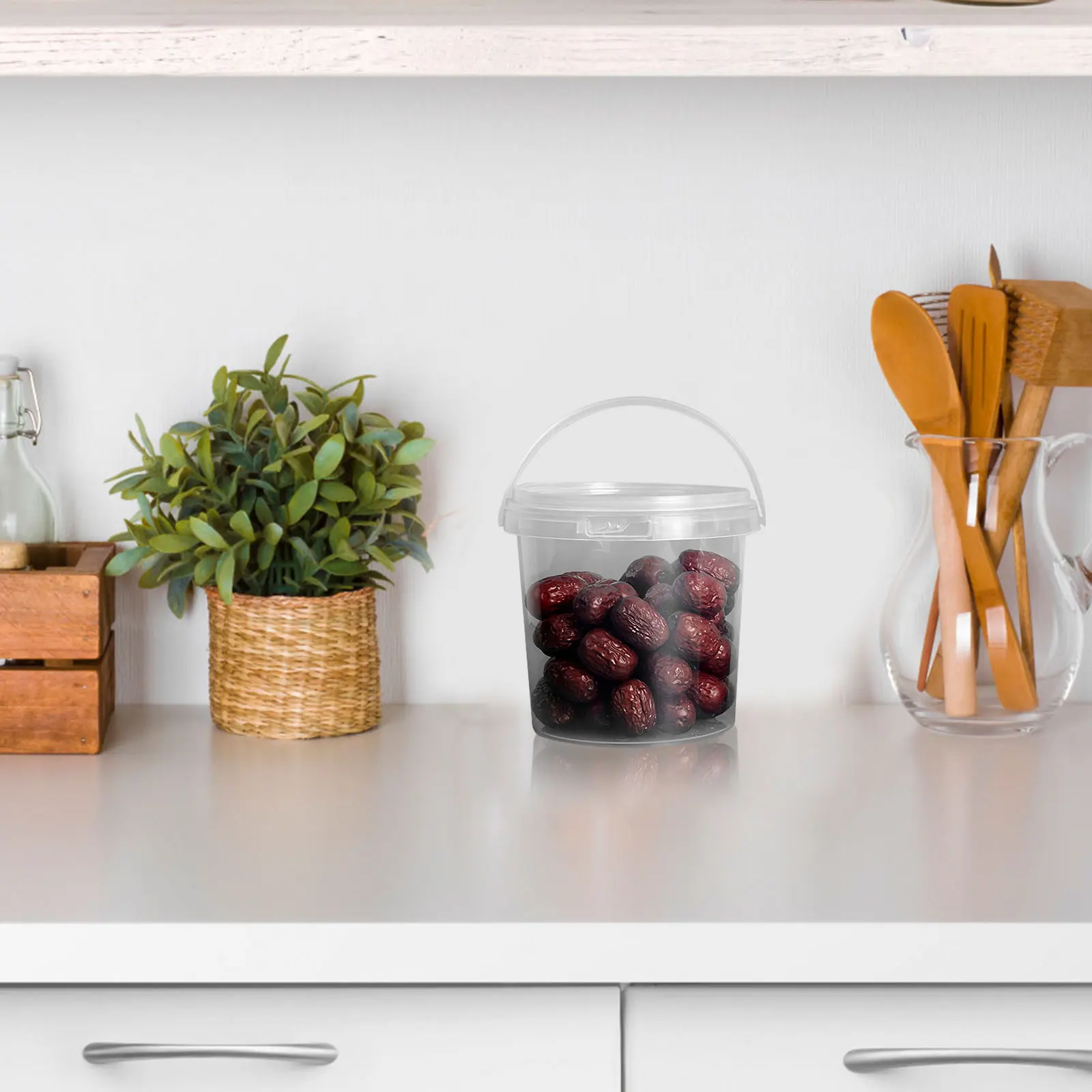 

10 Pcs Plastic Storage Buckets Transparent Kitchen Supply Fresh Keeping Empty Container Snack Nut Bucket Reusable PP