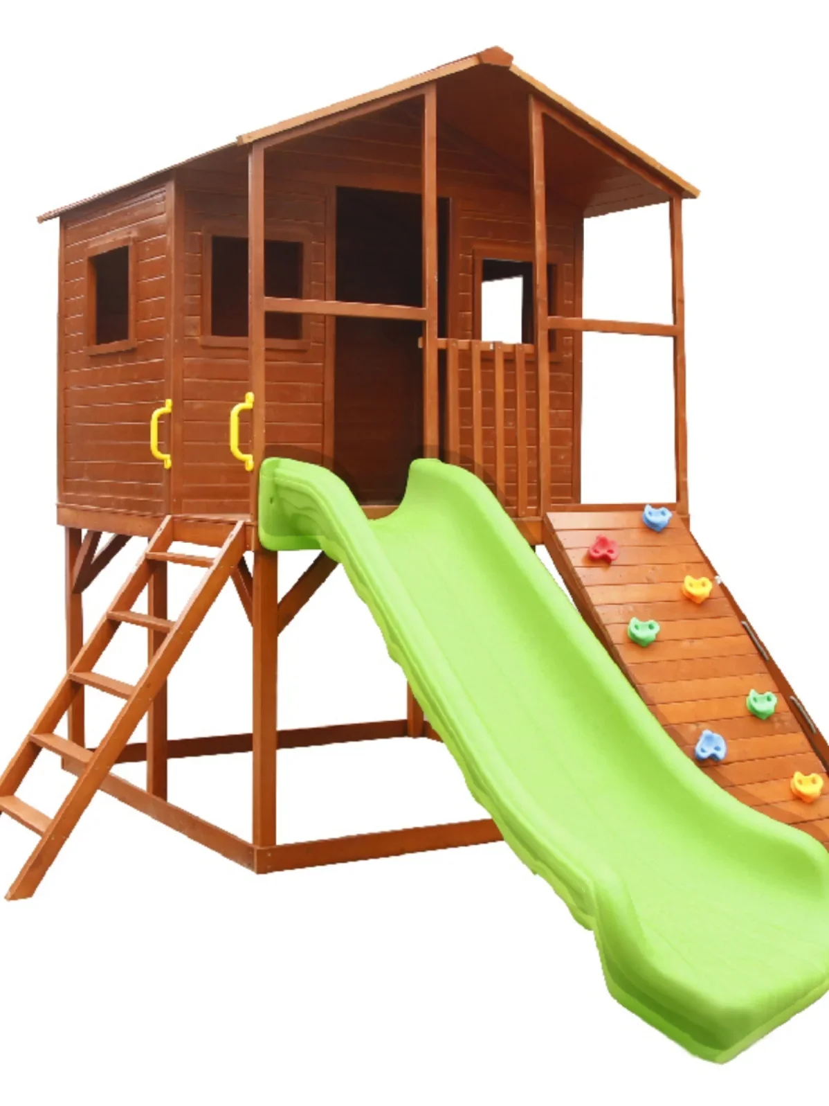 Outdoor log cabin assembly antiseptic wooden tree house game slide climbing movable log house