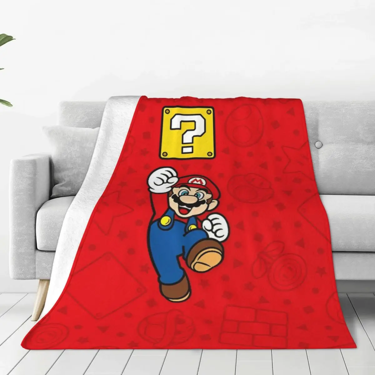 Super Mario Bros Cartoon Game Knitted Blanket Anime Action Plush Throw Blankets Airplane Travel Personalised Soft Warm Bedspread