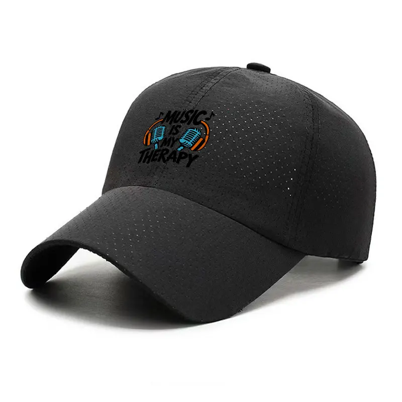 Music Is My Therapy Microphone Headphones Quick Dry Baseball Cap for Musicians DJs