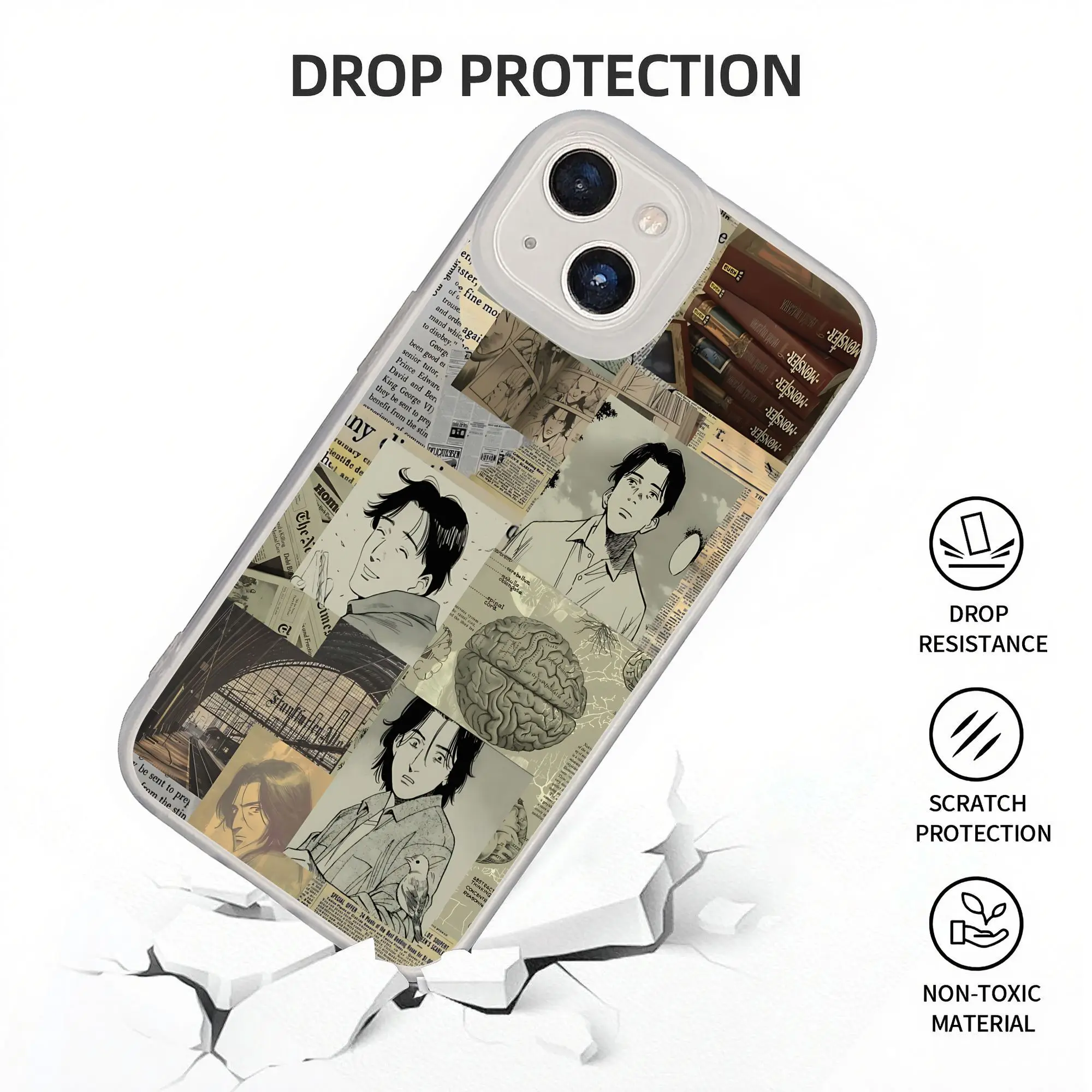 Nova Capa Protetora Antichoque Kenzo Tenma Monster para iPhone 17...11 Pro Max