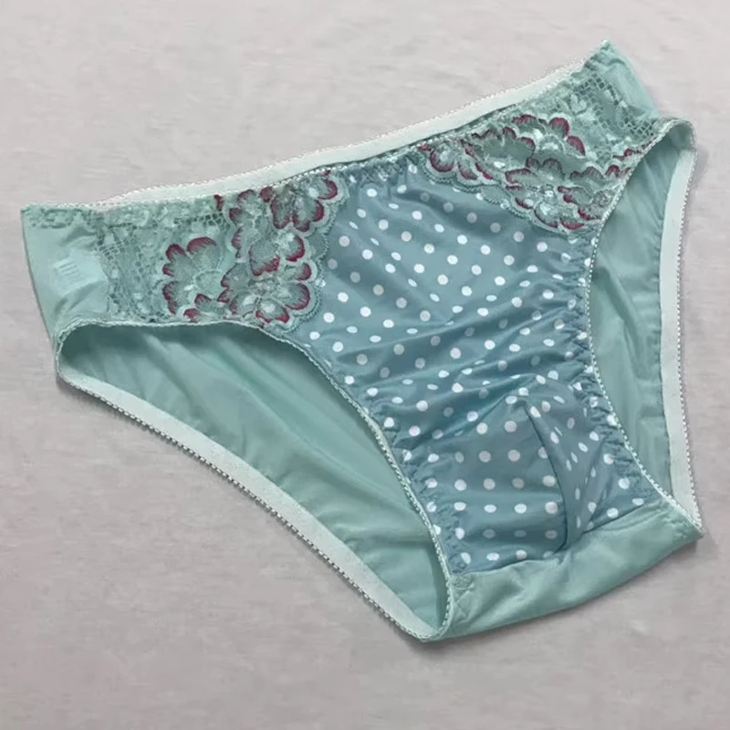 

See Through Men's Lace Briefs Feminine Design Sissy Silky Touch Panties BF Elastic Soft Intimates LGBT Underpants Harajuku