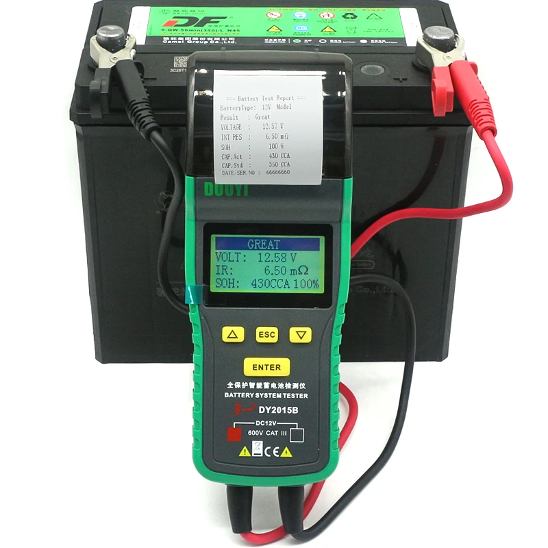 12V car battery tester internal resistance life measuring motorcycle with printer load test analysis