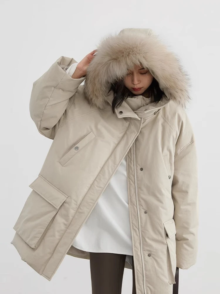 CHIC VEN Women Down Coats Solid Outdoor Loose Casual Down Jacket  Thickened Parka Jackets Female Overcoat Autumn Winter 2023