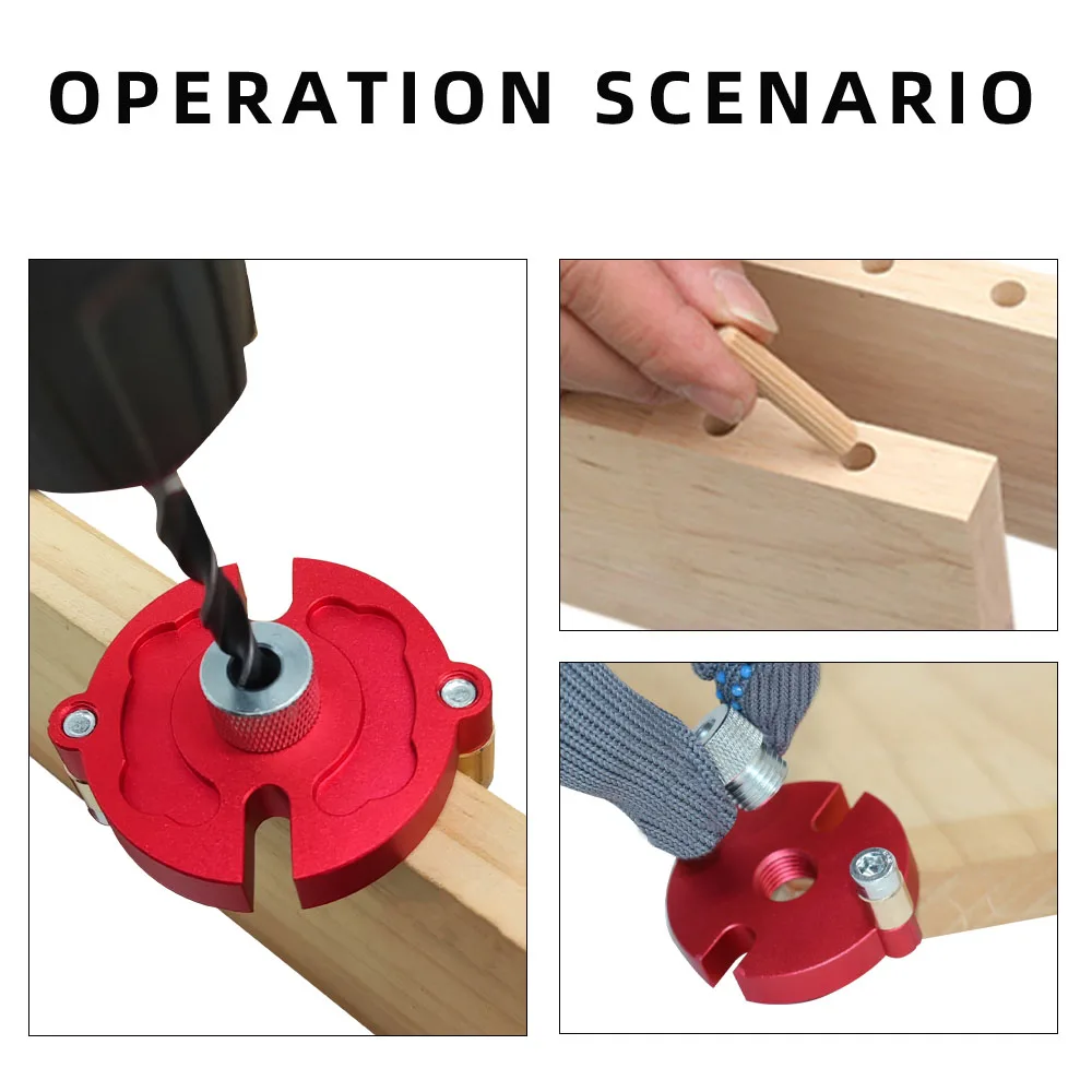 Woodworking Self-Centering Dowel Jig Kit W/ 3-10mm Steel Bushing - Aluminum Vertical Hole Jig Wood Splicing Drill Guide Locator