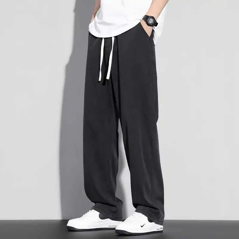 

Мужские повседневные джинсы Ice Thin High Street, свободные прямые длинные брюки, молодежные износостойкие тонкие джинсы, летние брюки для отдыха...