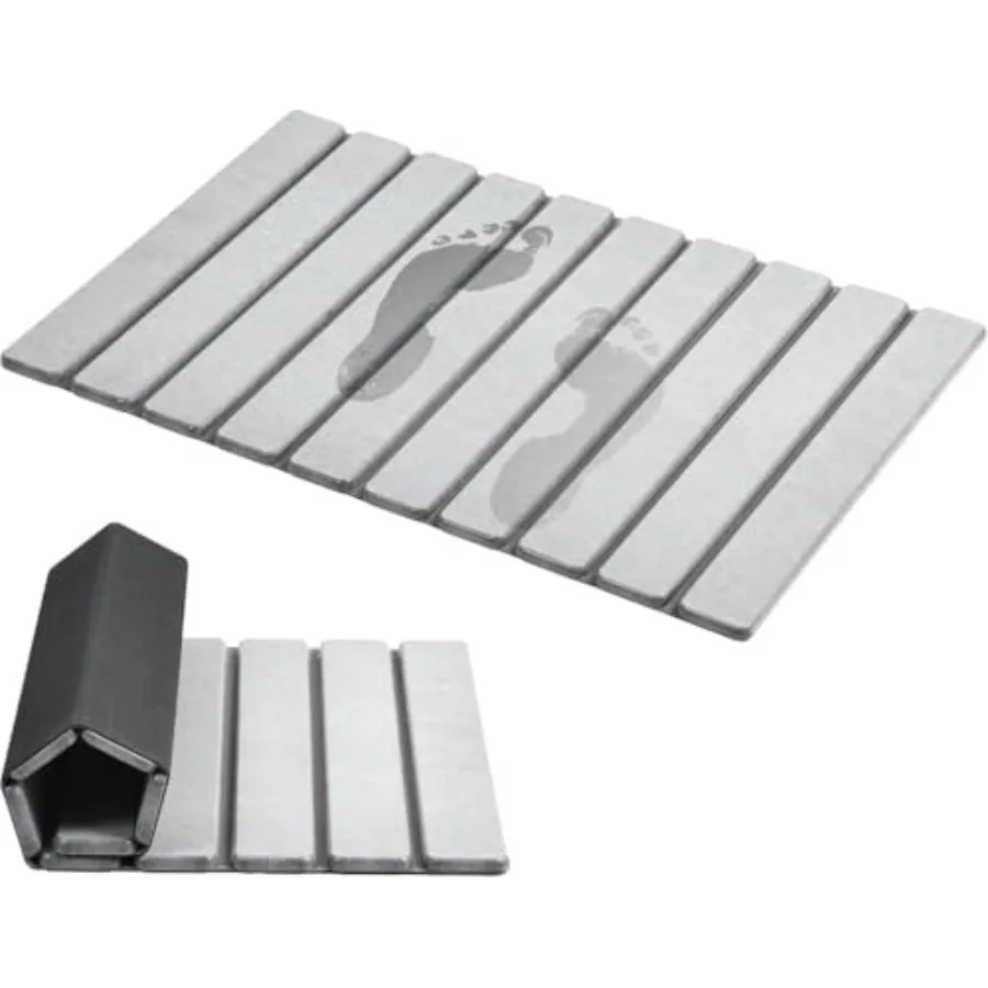 

Foldable Stone Bath Mat Super Absorbent Diatomaceous Earth Mats Non-Slip 23.6 x 15.5 Inch Quick Drying Mat Compact and Easy to