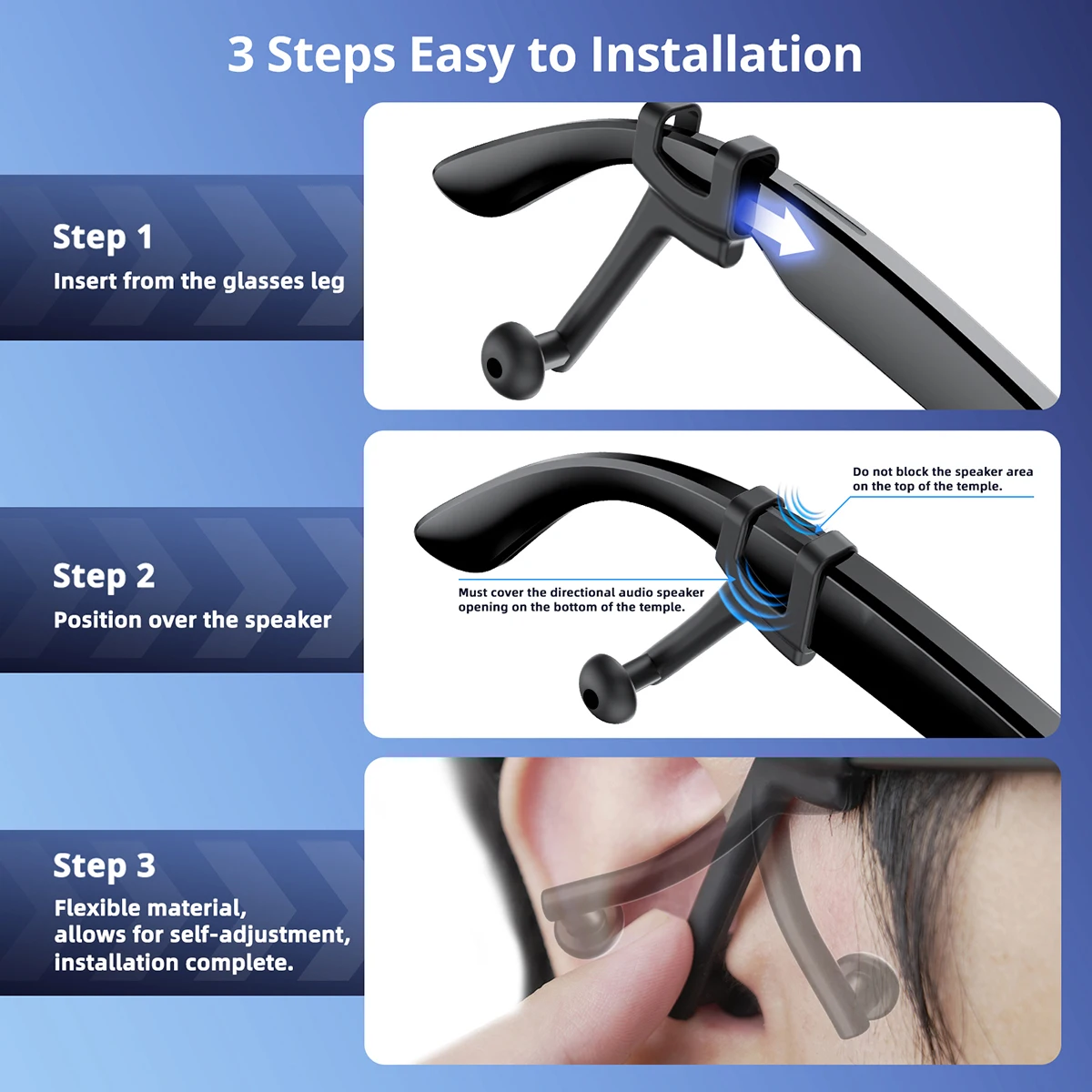 Replacement Silicone Ear Tips Amplifiers for Ray Ban Meta Gen1 Gen2 Wayfarer Skyler Headliner Smart Glasses Accessories Kit Set