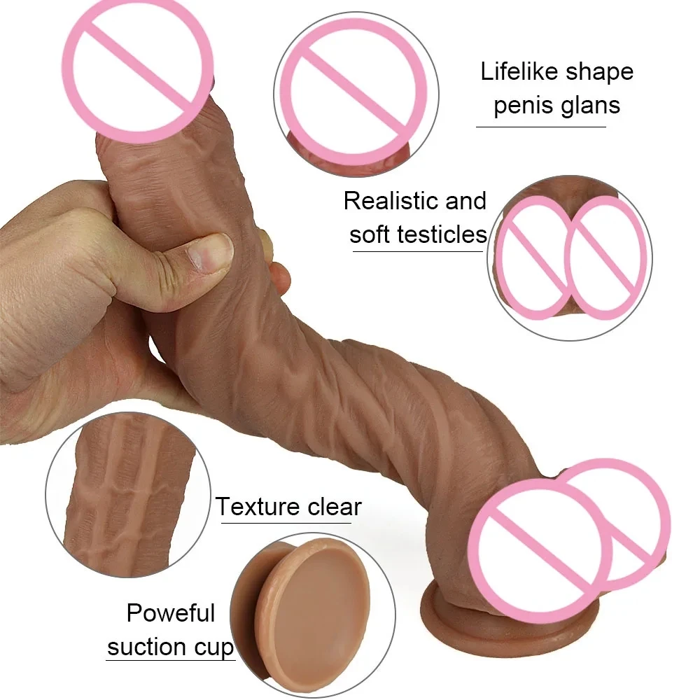 32CM Big Dildo Erotic Soft Double-layer Silicone Long Dildo Realistic Penis Suction Cup Dick Anal Orgasm Adult Sex Toy for Woman